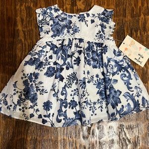 Mia & Mimi Blue Flowers White Dress with Bloomers 0-3M NWT